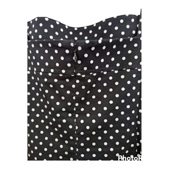 TAHARI Black with white polka dots, cotton/spandex lined sundress, size 14P - Picture 4 of 6